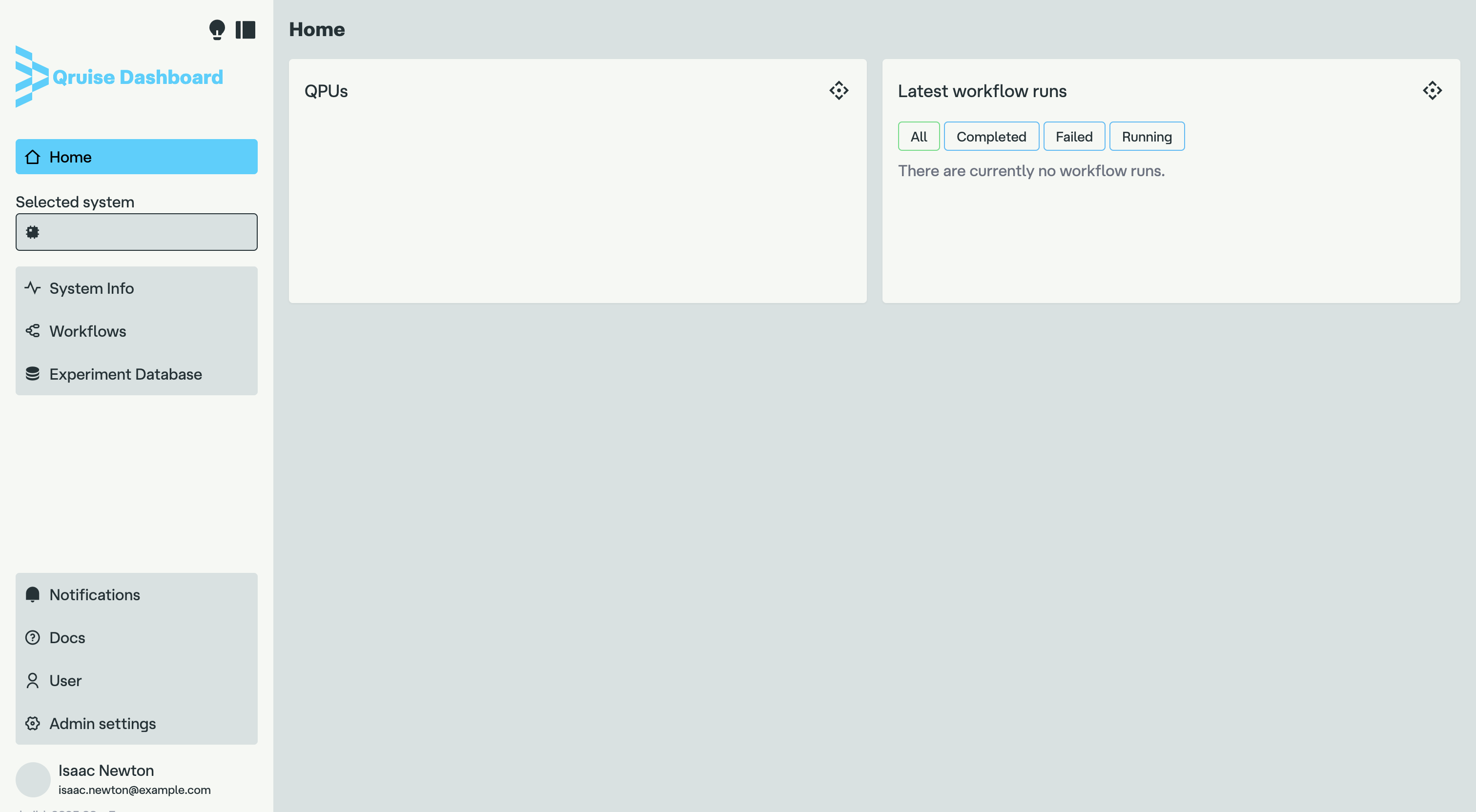 QruiseOS dashboard view
