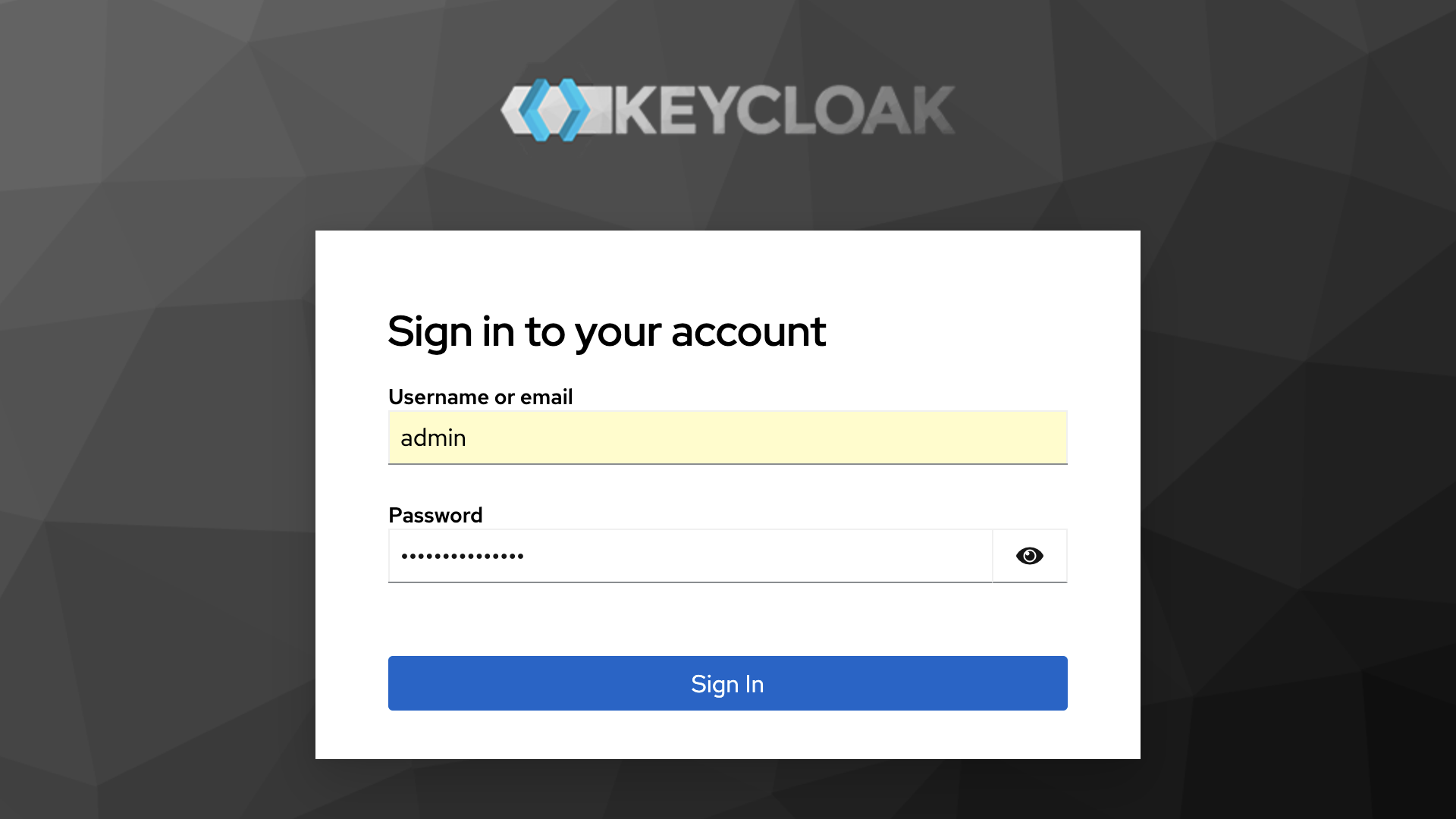 Keycloak login page