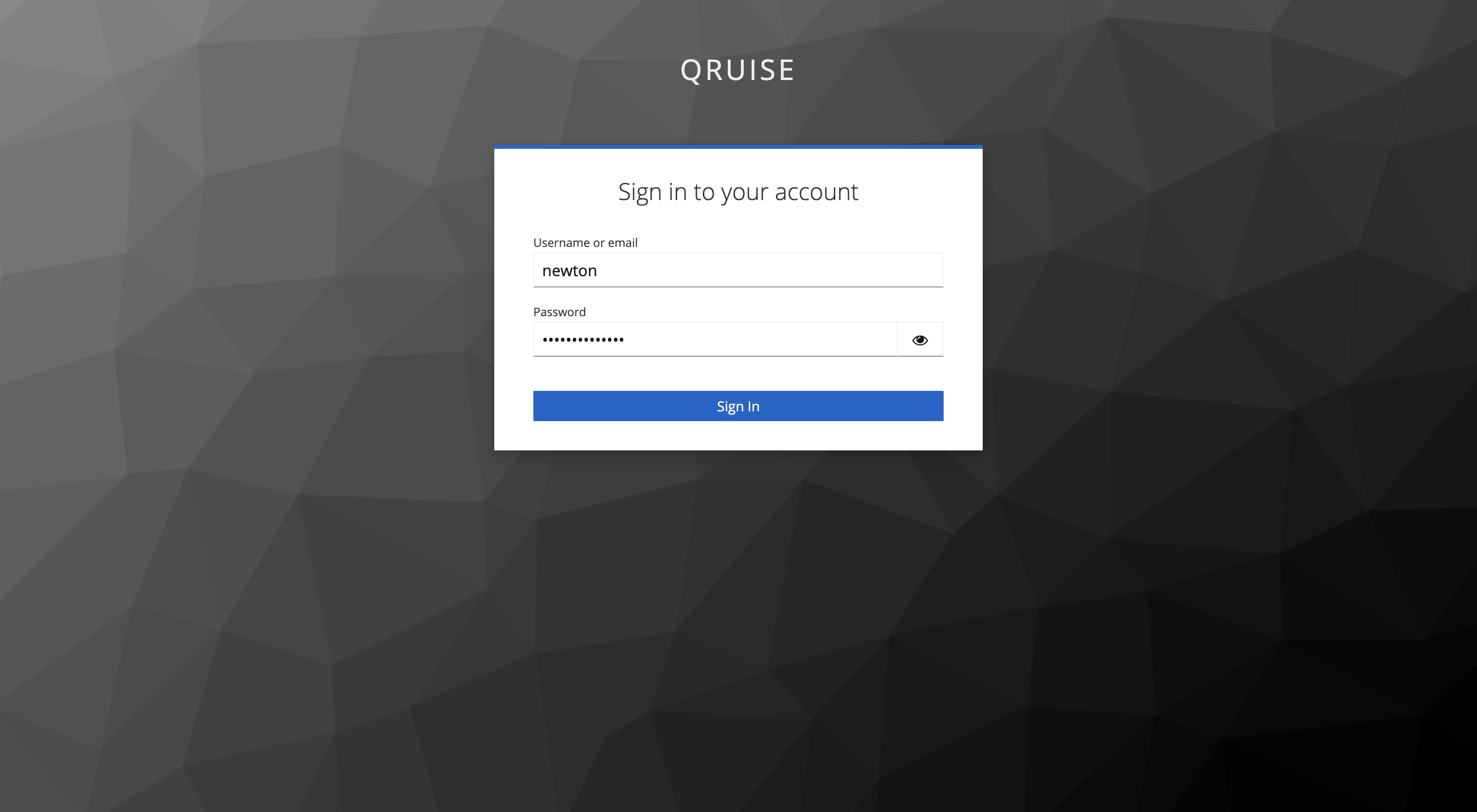QruiseOS login page