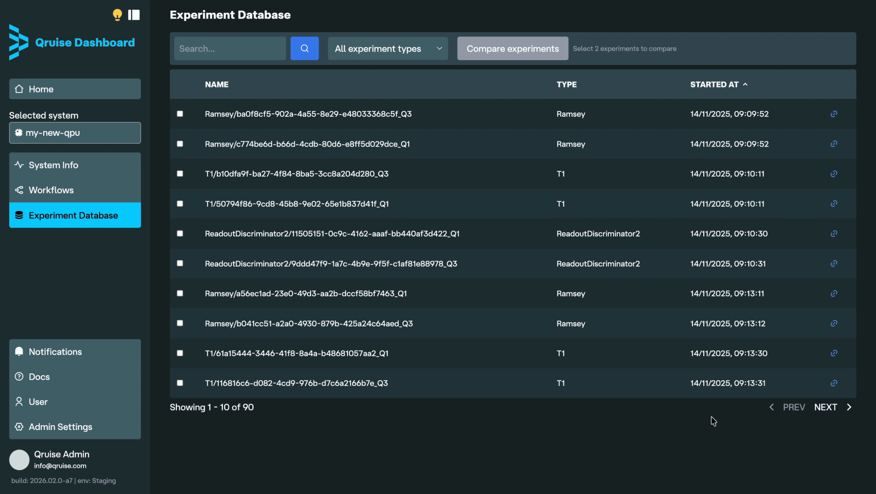 Experiment Database