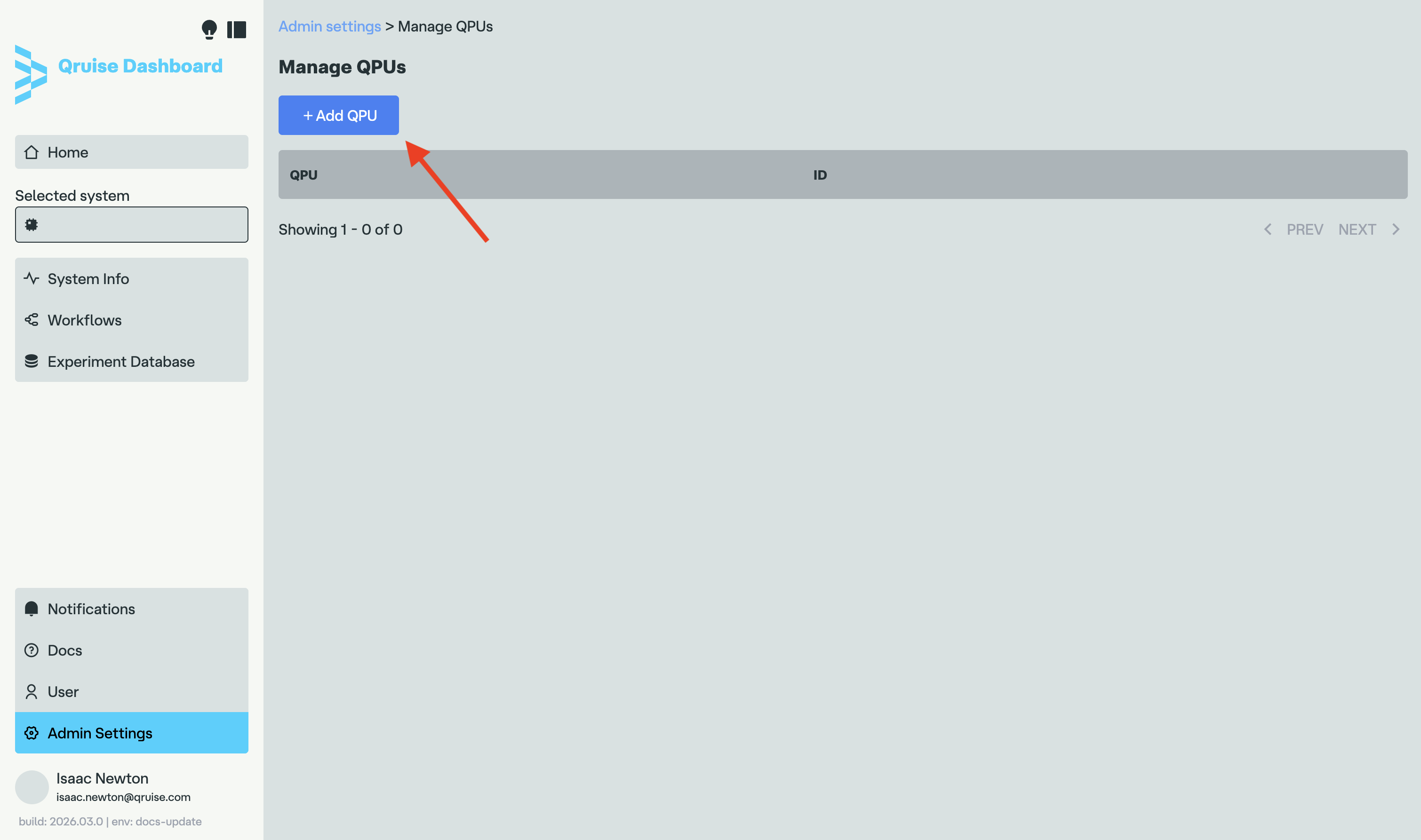 QPUs management page