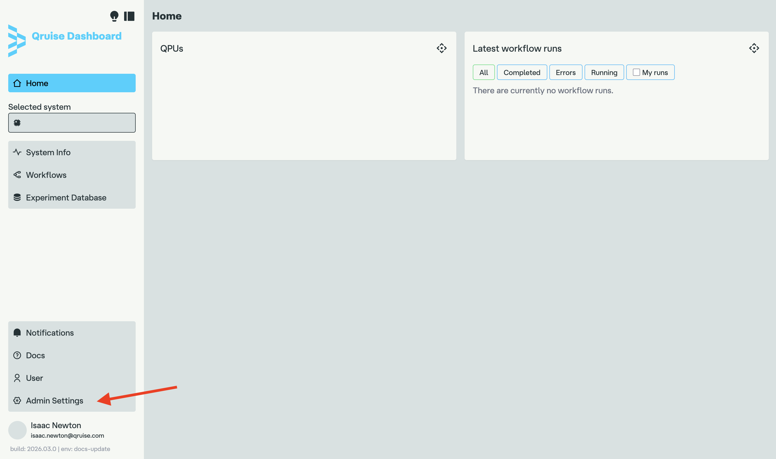 QruiseOS dashboard