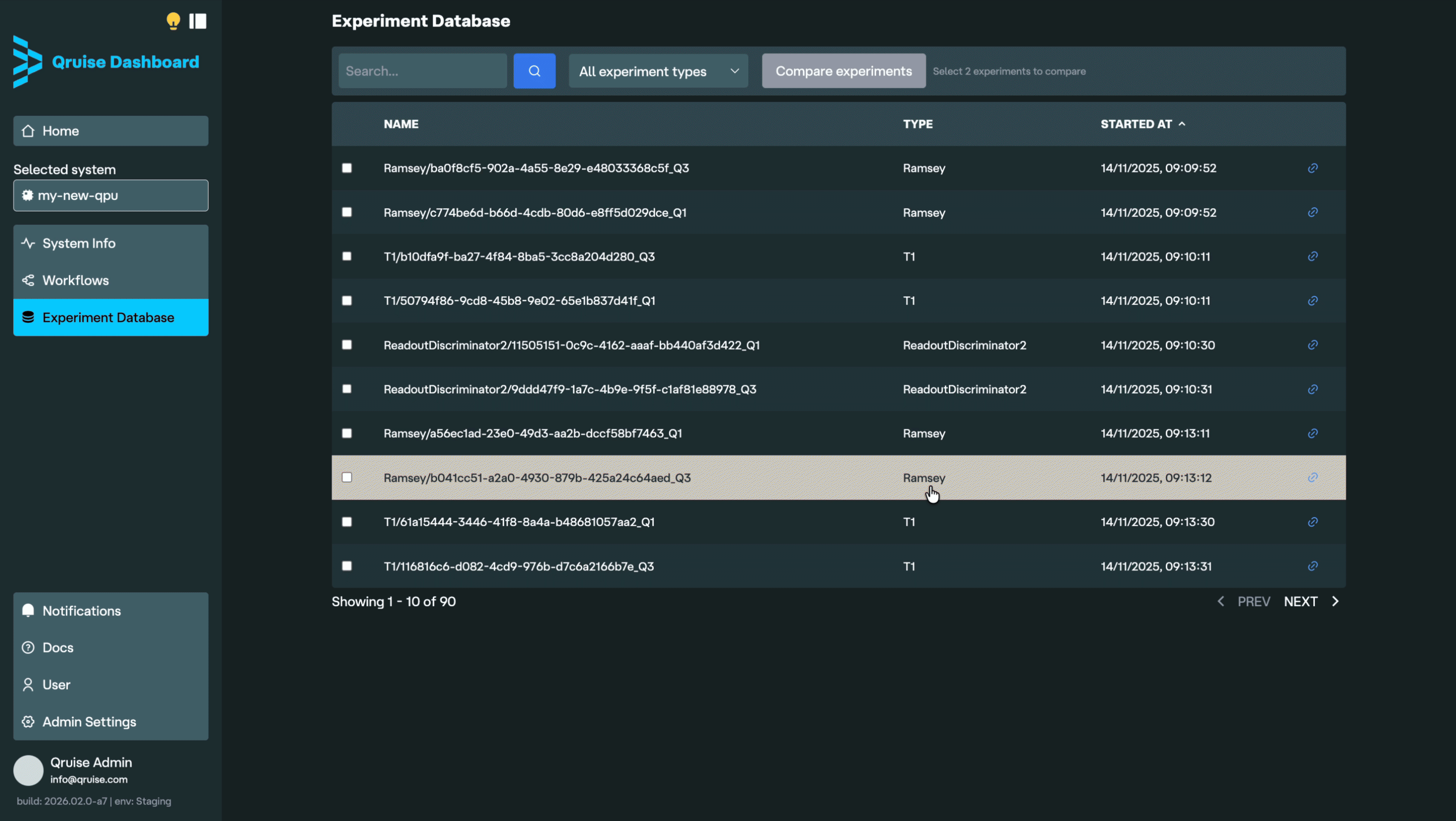Experiment Database