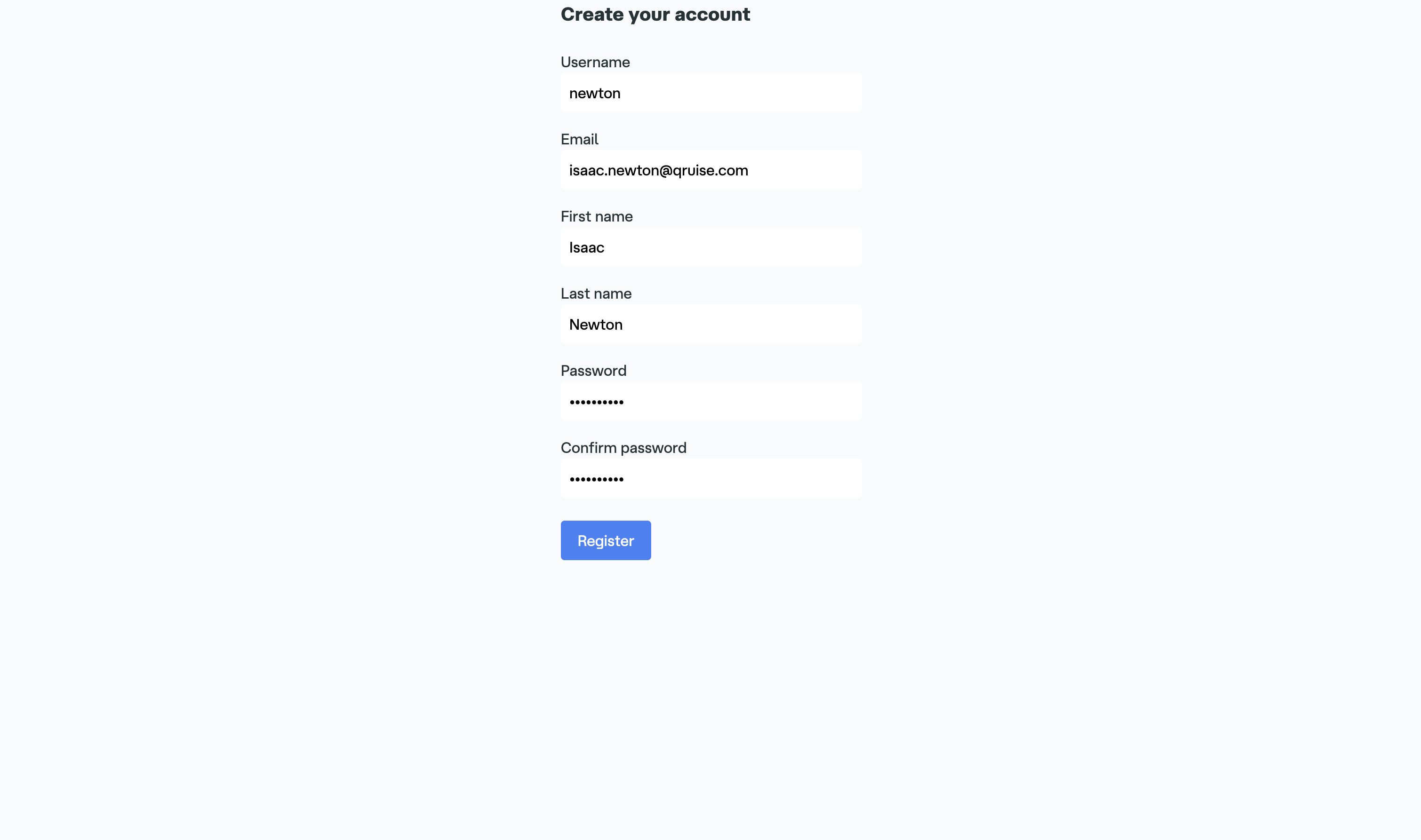 User creation form