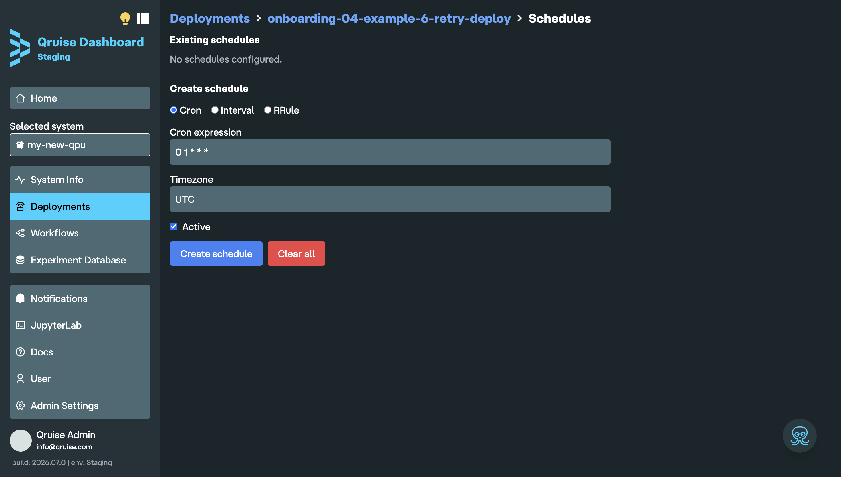 Add schedule for deployment